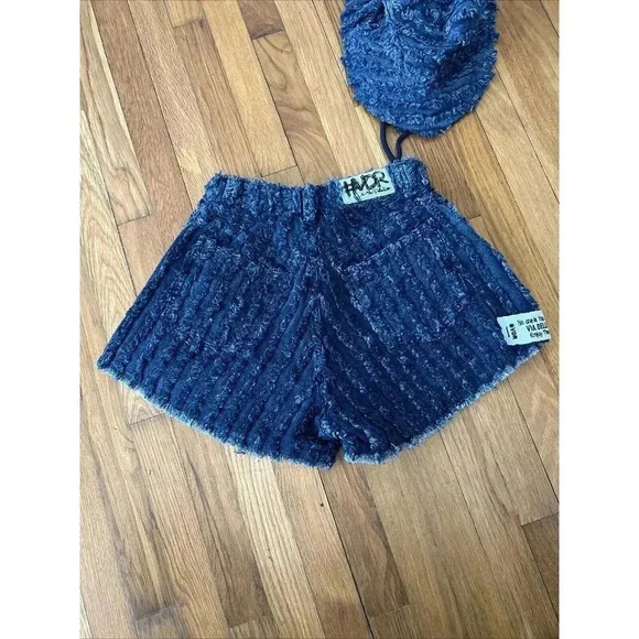 VDR Via Delle Rose Italian Shorts Size 28 Denim With Hat Size L - Picture 3 of 9